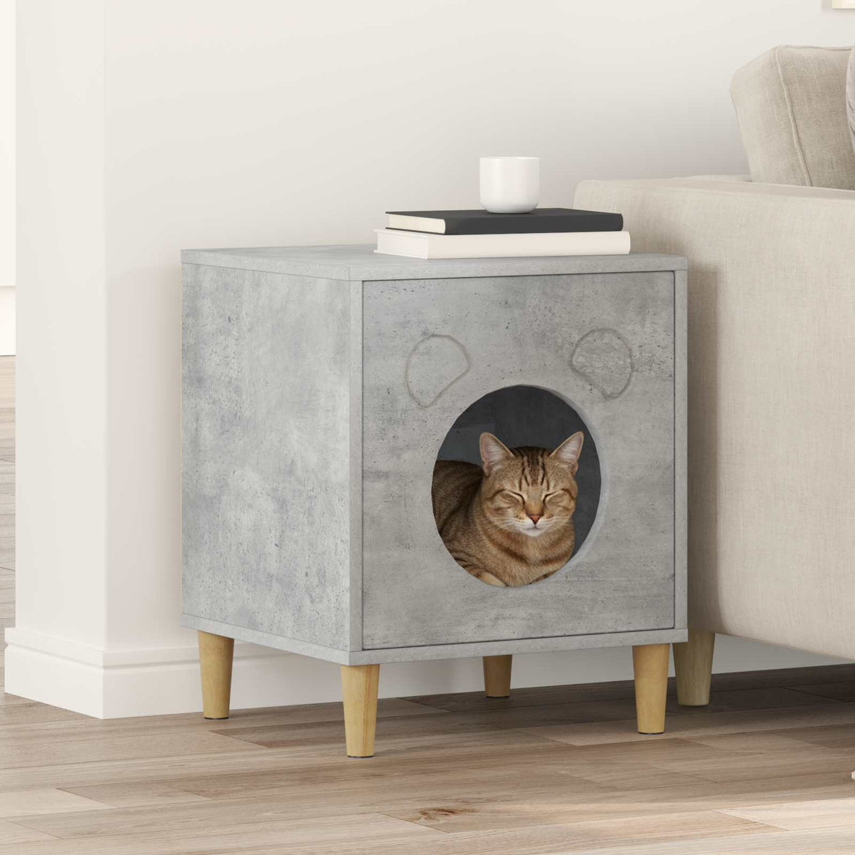 Kattenhuis Beton 42,5 x 40 x 53 cm Bewerkt hout is nu te koop bij PeponiXL, paradijselijk wonen!
