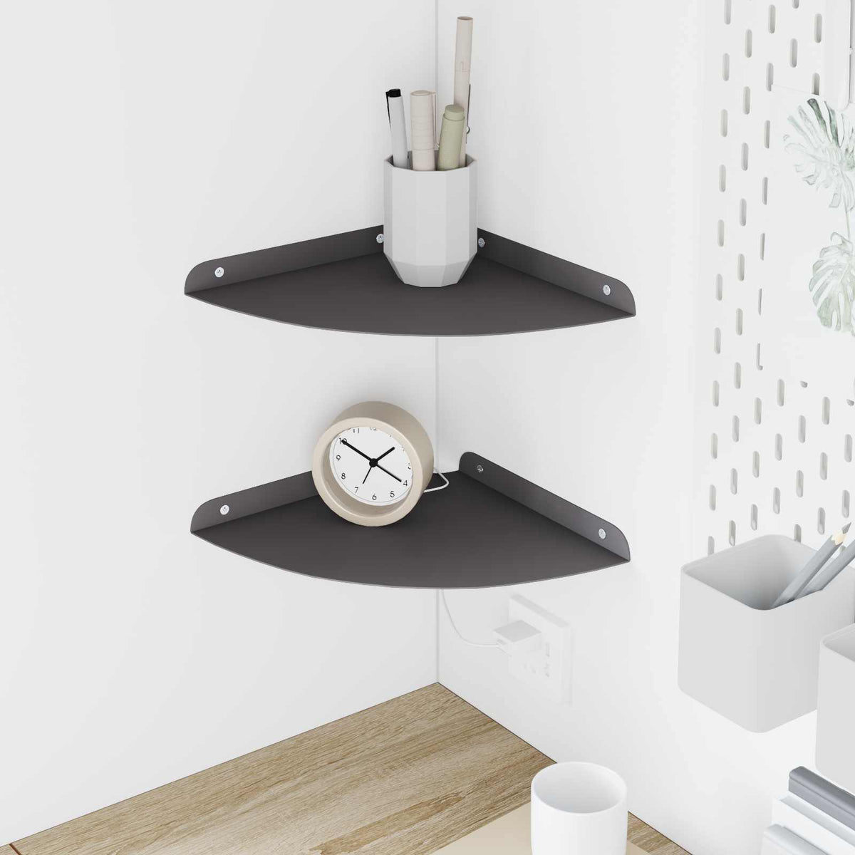 Hoek Vloeiende Plank met plank 2 pcs Zwart 24 x 24 x 2 cm is nu te koop bij PeponiXL, paradijselijk wonen!