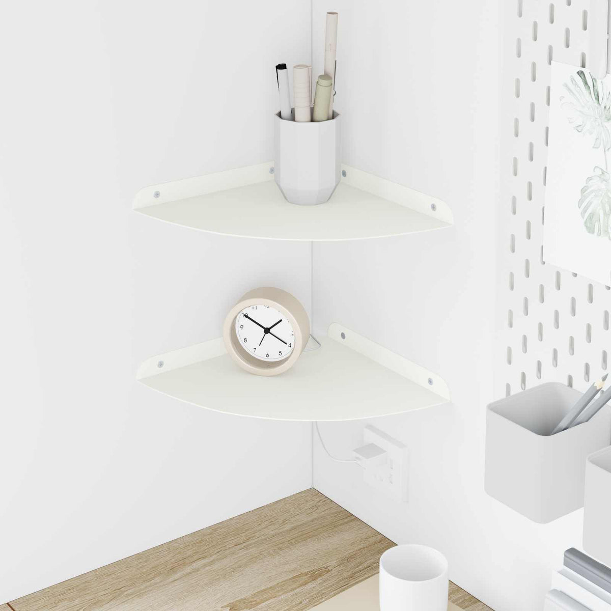 Drijvende plank met plank met opslag 2 pcs Wit 24 x 24 x 2 cm is nu te koop bij PeponiXL, paradijselijk wonen!