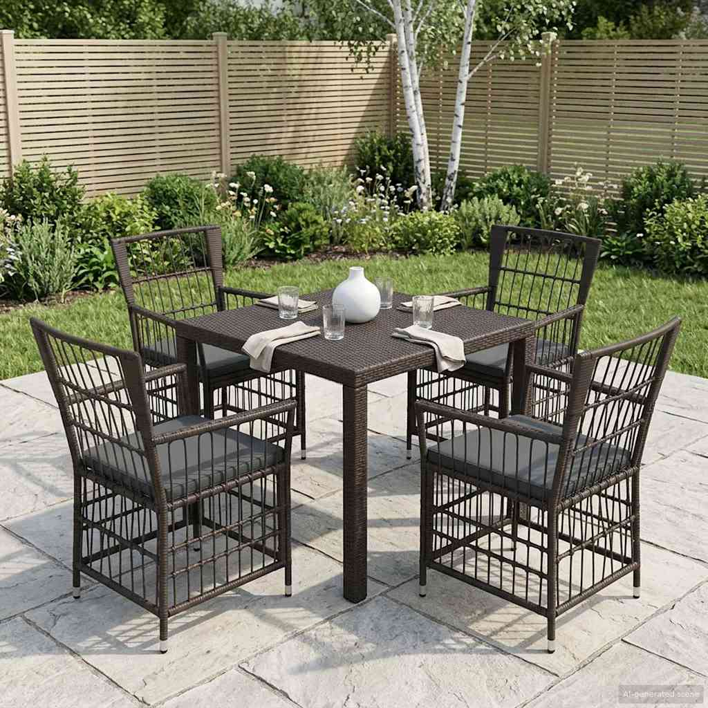 vidaXL Tuinstoelen 4 st Zwart PE rattan, Staal en Polyester Stof