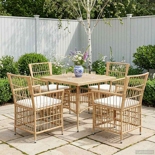 vidaXL Tuinstoelen 4 st Naturel PE rattan, Staal en Polyester Stof