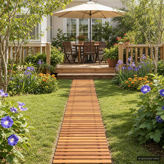 Tuinpad 3 st Naturel 200 x 40 cm Massief Acaciahout is nu te koop bij PeponiXL, paradijselijk wonen!