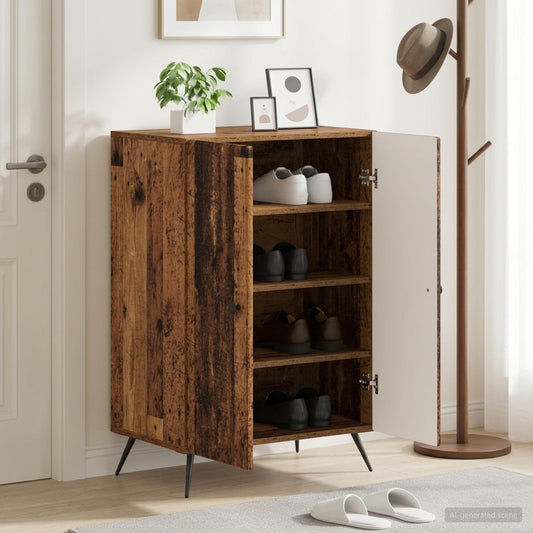 Schoenenkast BREDA 59,5 x 39,5 x 90 cm Bewerkt hout Oud hout is nu te koop bij PeponiXL, paradijselijk wonen!