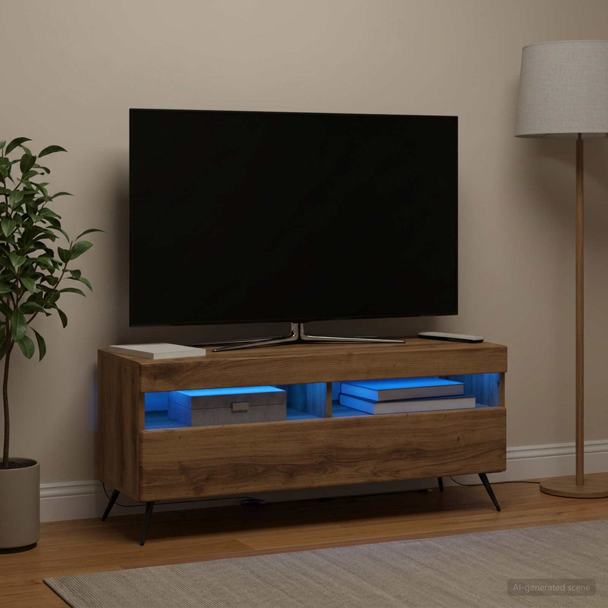 LED tv-meubel Artisanaal eiken Bewerkt hout is nu te koop bij PeponiXL, paradijselijk wonen!