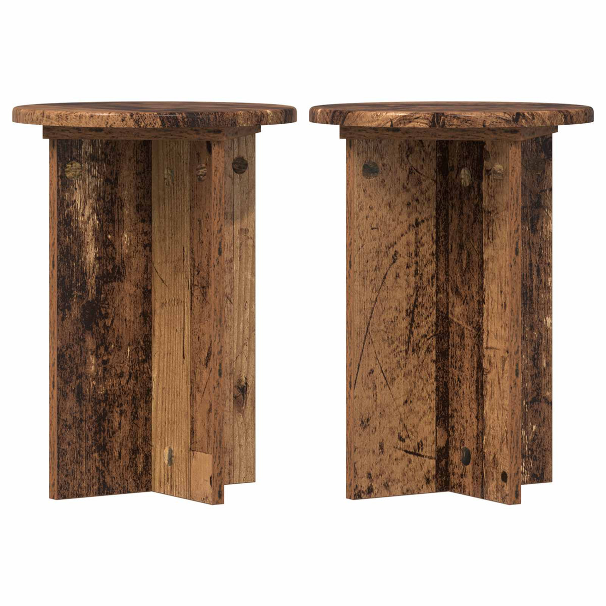 Plantenstandaard 2 pcs Oud hout Ø29,5 x 40 cm Bewerkt hout is nu te koop bij PeponiXL, paradijselijk wonen!