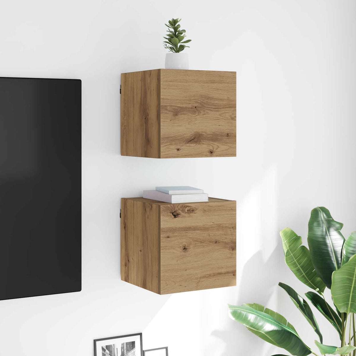 Wandgemonteerde TV-kast Artisanaal eiken 30,5 x 30 x 30 cm is nu te koop bij PeponiXL, paradijselijk wonen!