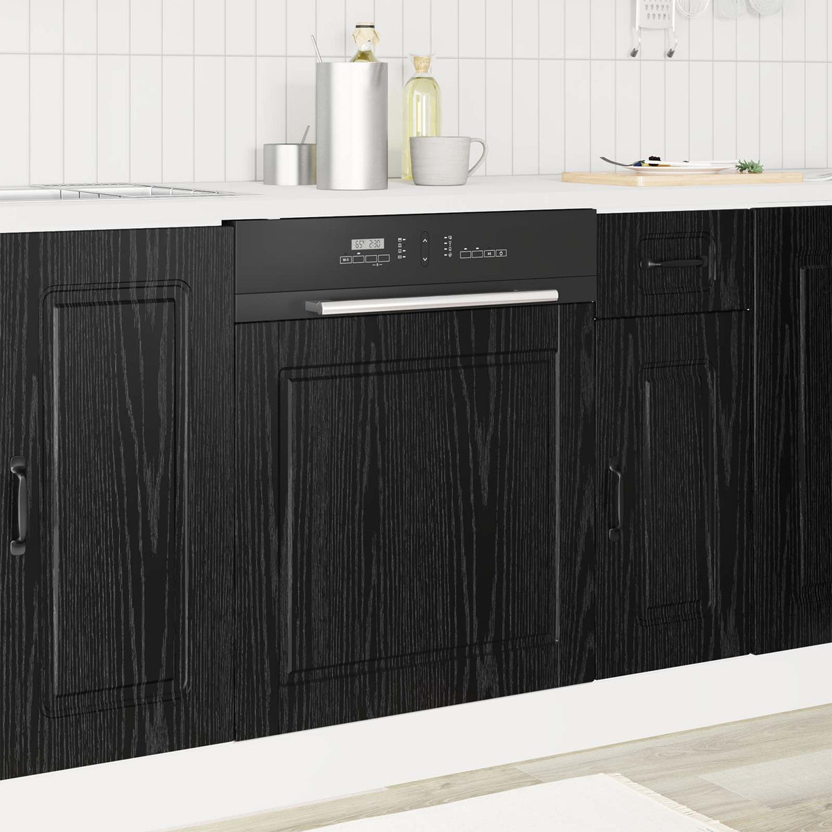 Vaatwasserpaneel Zwart Eiken 60 x 1,5 x 57 cm Bewerkt hout is nu te koop bij PeponiXL, paradijselijk wonen!