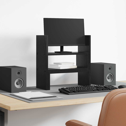 Monitor Bureau Stand Zwart Eiken 40 x 17 x 41 cm Bewerkt hout is nu te koop bij PeponiXL, paradijselijk wonen!