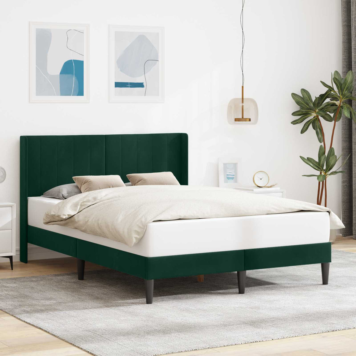 Bedframe met hoofdeinde Donkergroen 120 x 200 cm Fluweel is nu te koop bij PeponiXL, paradijselijk wonen!