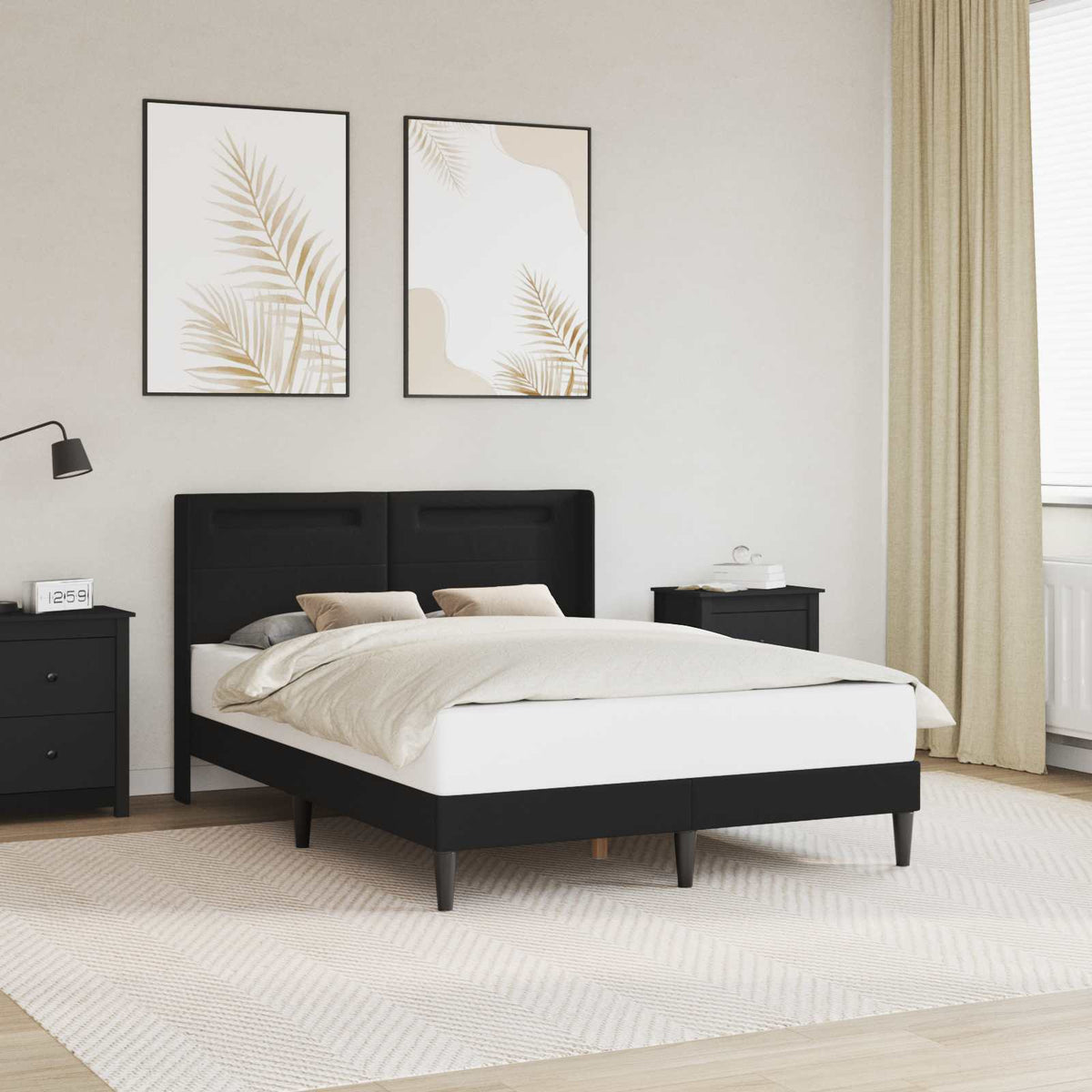 Bedframe met LED-stripverlichting Zwart 120 x 190 cm Kunstleer is nu te koop bij PeponiXL, paradijselijk wonen!