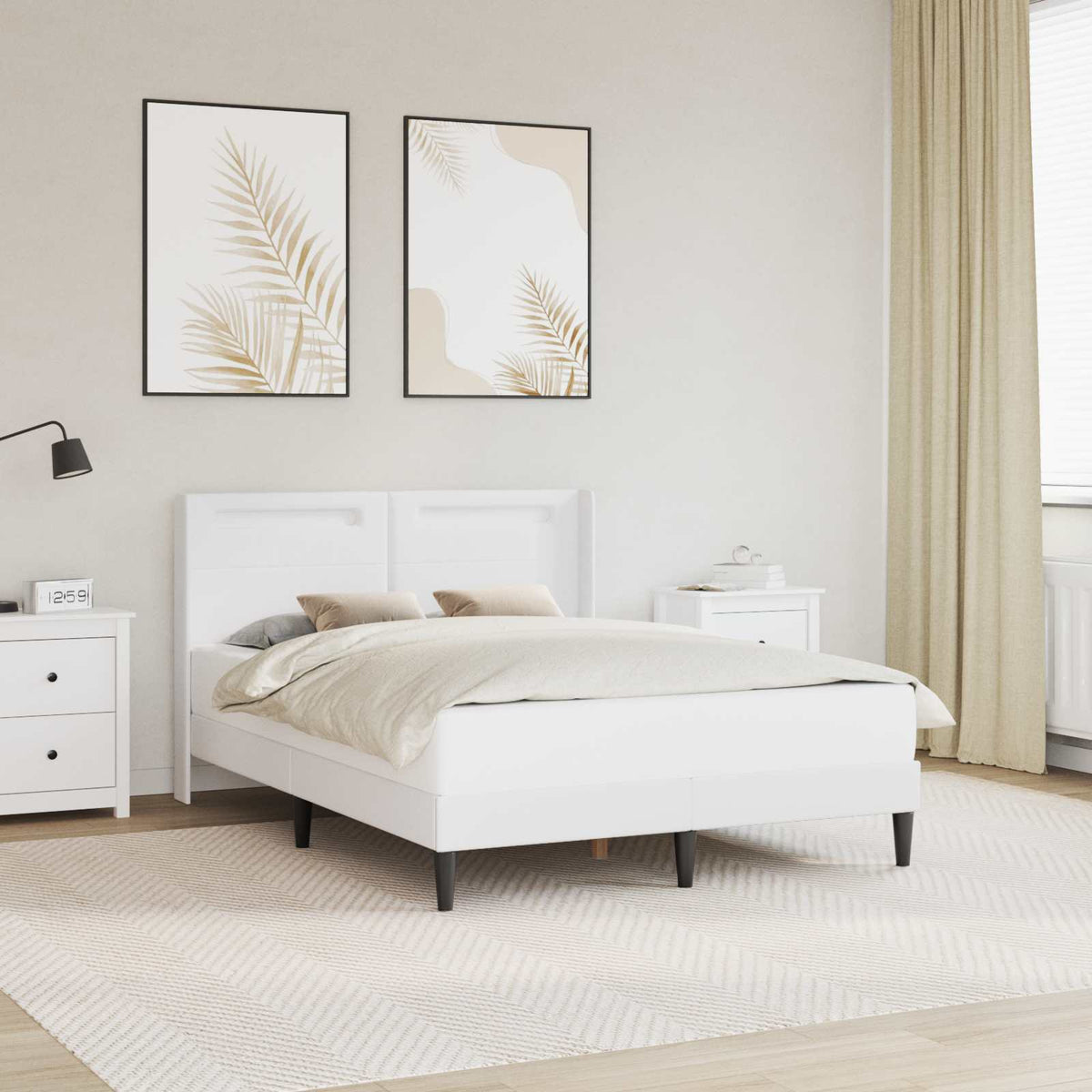 Bedframe met LED-stripverlichting Wit 140 x 190 cm Kunstleer is nu te koop bij PeponiXL, paradijselijk wonen!
