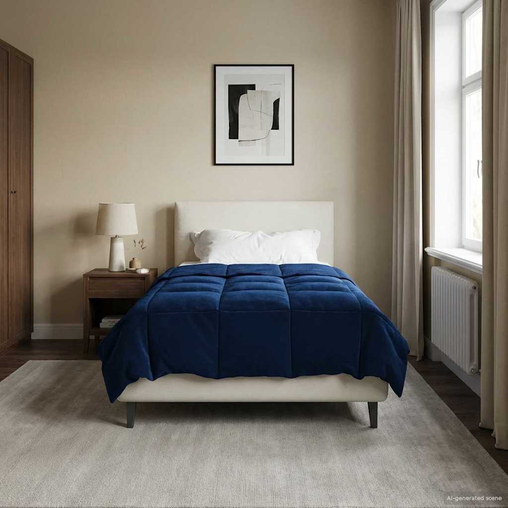 Winter Dekbed Gekwilt Donkerblauw 155 x 220 cm Microfiber is nu te koop bij PeponiXL, paradijselijk wonen!