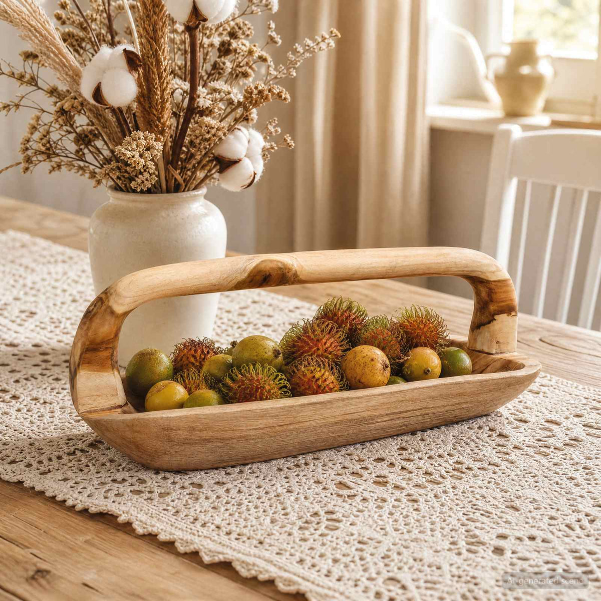 Fruit Bowl JEPARA Teak Brown 61 x 21 x 21 cm is nu te koop bij PeponiXL, paradijselijk wonen!