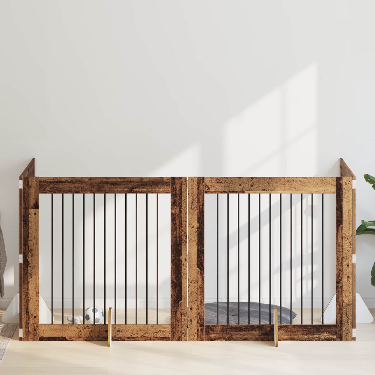 Hondenhekje met standaards 4 pcs Oud hout 100 x 100 cm is nu te koop bij PeponiXL, paradijselijk wonen!