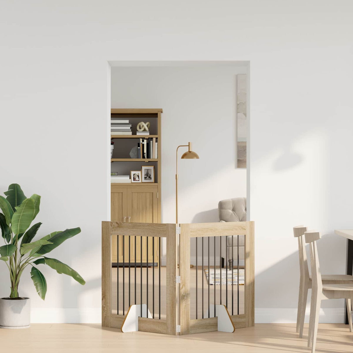 Opvouwbaar hondenhek met standaards 2 pcs Sonoma Eiken 160,5 cm is nu te koop bij PeponiXL, paradijselijk wonen!