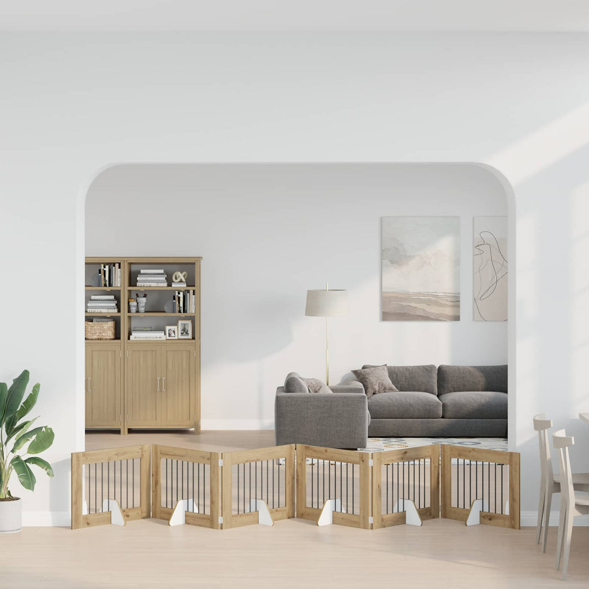 Opvouwbaar hondenhek met standaards 6 pcs Artisanaal eiken is nu te koop bij PeponiXL, paradijselijk wonen!