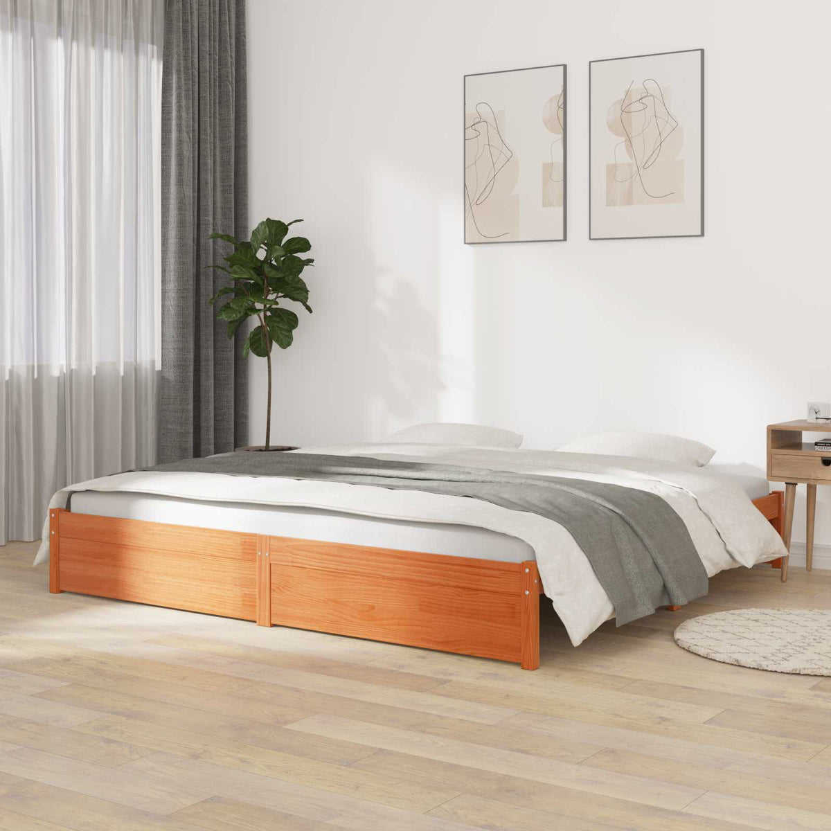 Bedframe Wasbruin 150 x 200 cm Massief Vurenhout is nu te koop bij PeponiXL, paradijselijk wonen!