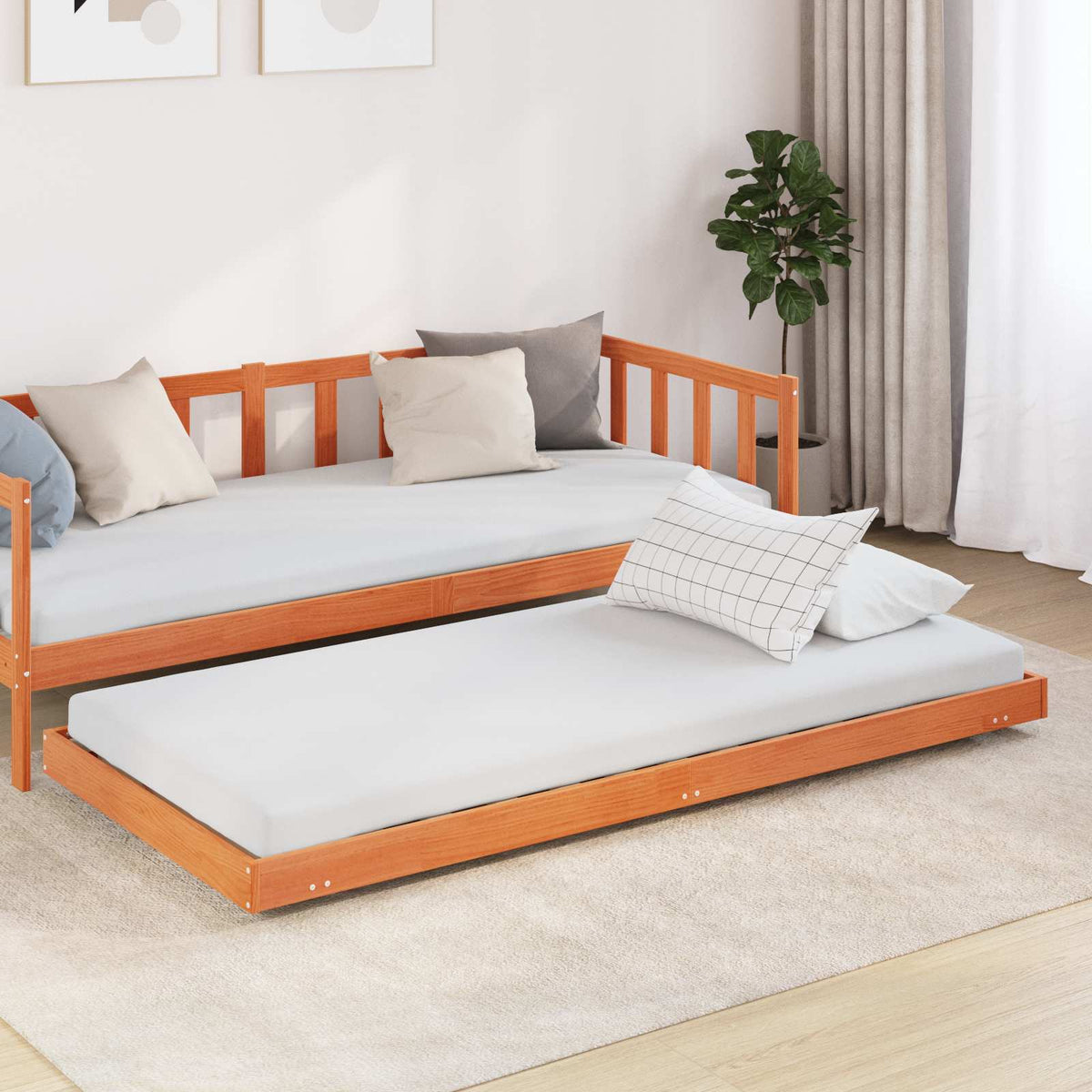 Bedframe Wasbruin 90 x 200 cm Massief grenenhout is nu te koop bij PeponiXL, paradijselijk wonen!