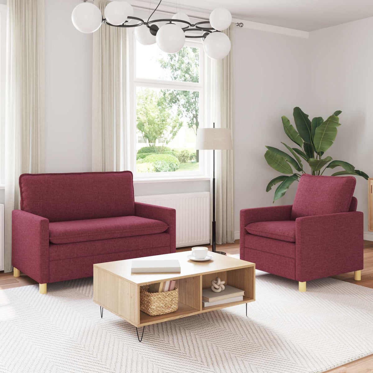 Bankstel 2 st Wijnrood Stof is nu te koop bij PeponiXL, paradijselijk wonen!