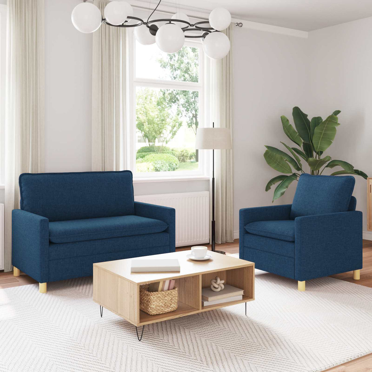 Bankstel 2 st Blauw Stof is nu te koop bij PeponiXL, paradijselijk wonen!