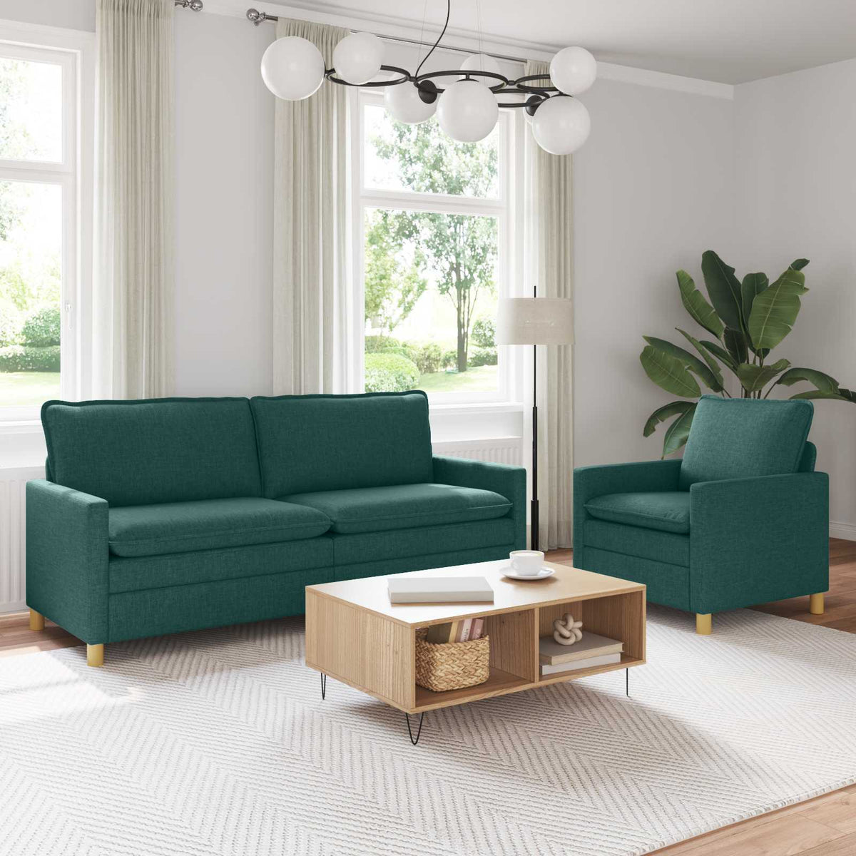 Bankstel 2 st Donkergroen Stof is nu te koop bij PeponiXL, paradijselijk wonen!