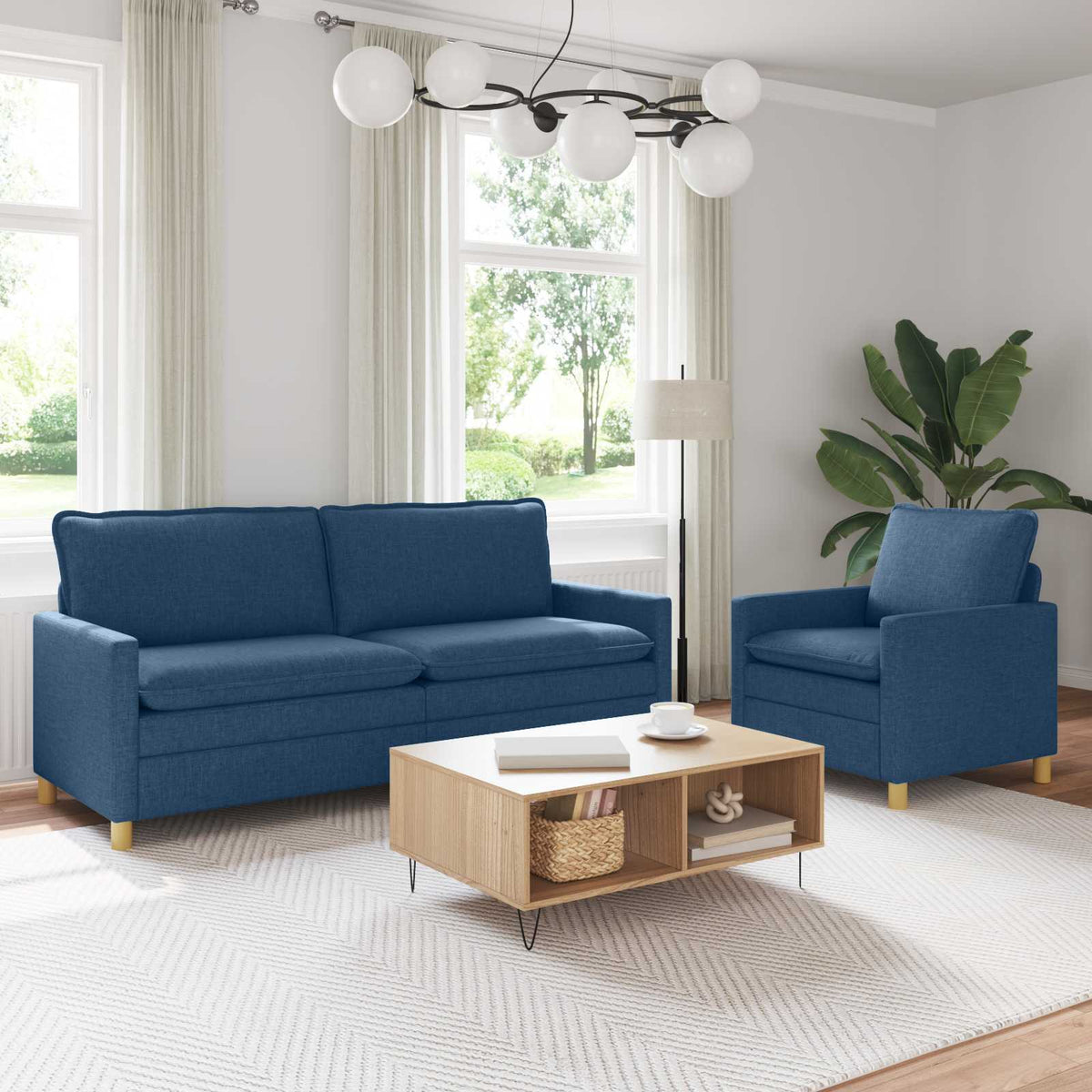 Bankstel 2 st Blauw Stof is nu te koop bij PeponiXL, paradijselijk wonen!