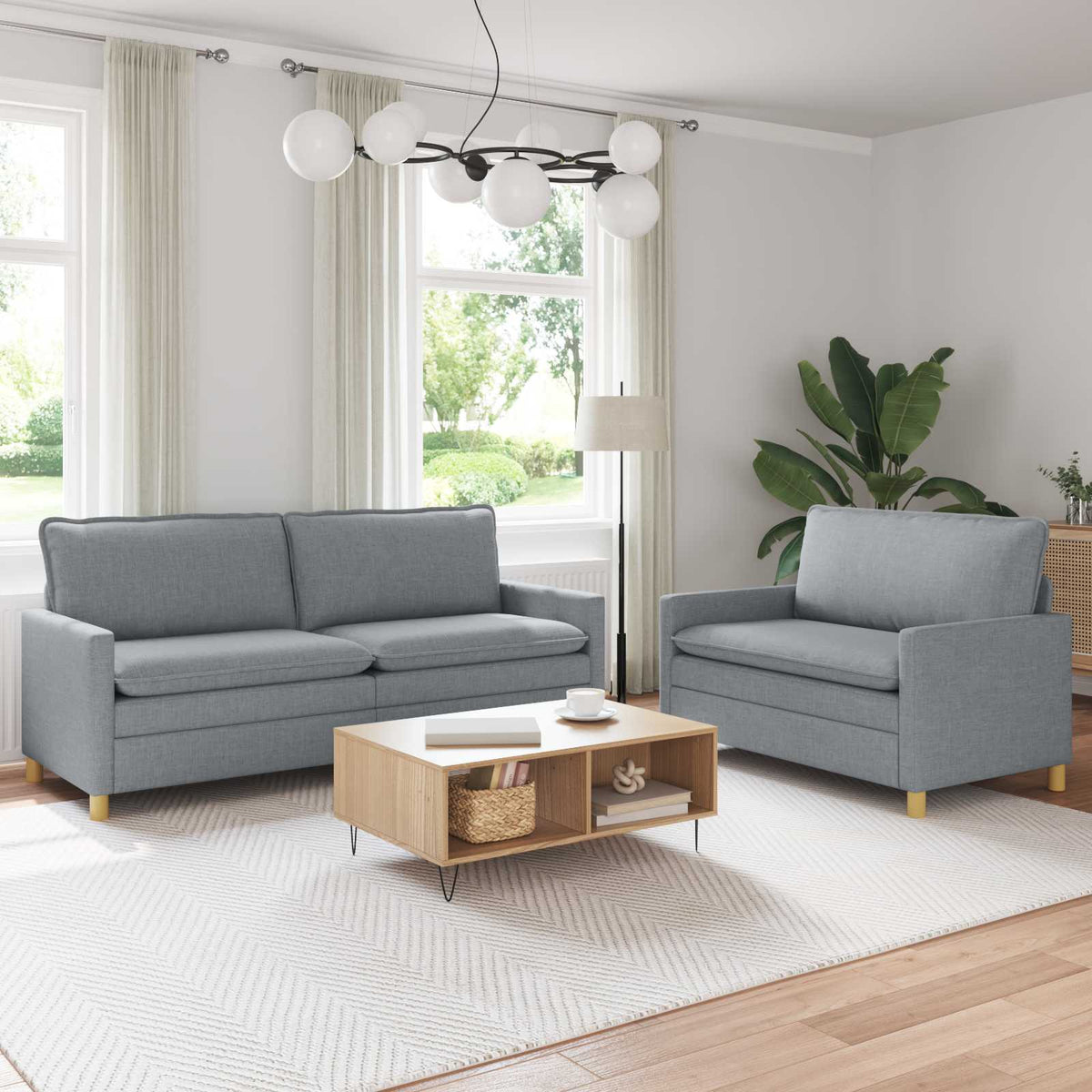 Bankstel 2 st Lichtgrijs Stof is nu te koop bij PeponiXL, paradijselijk wonen!