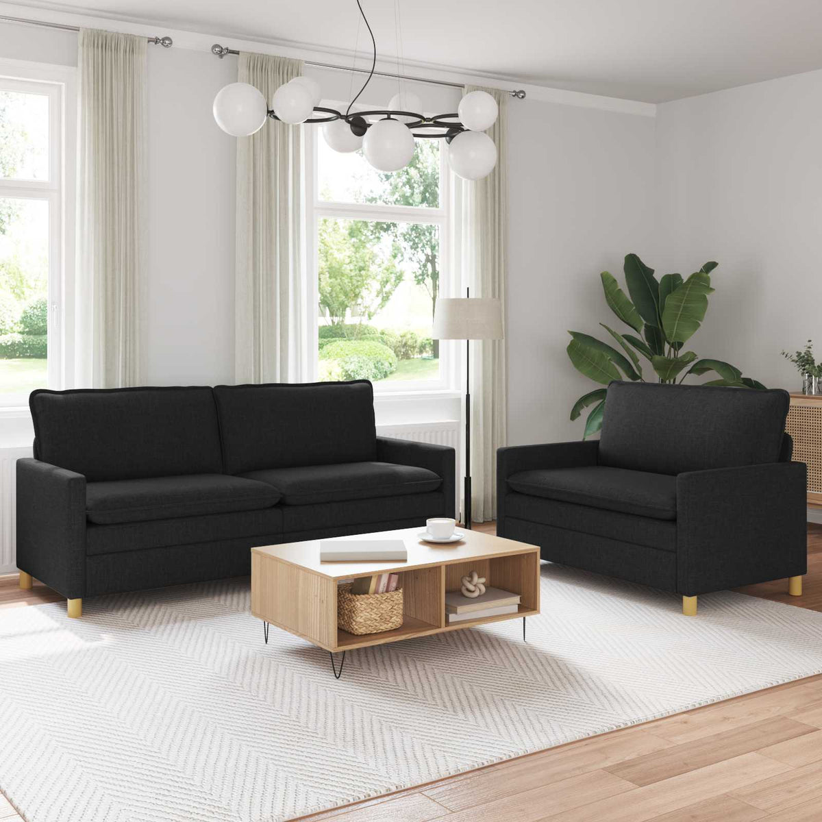 Bankstel 2 st Zwart Stof is nu te koop bij PeponiXL, paradijselijk wonen!