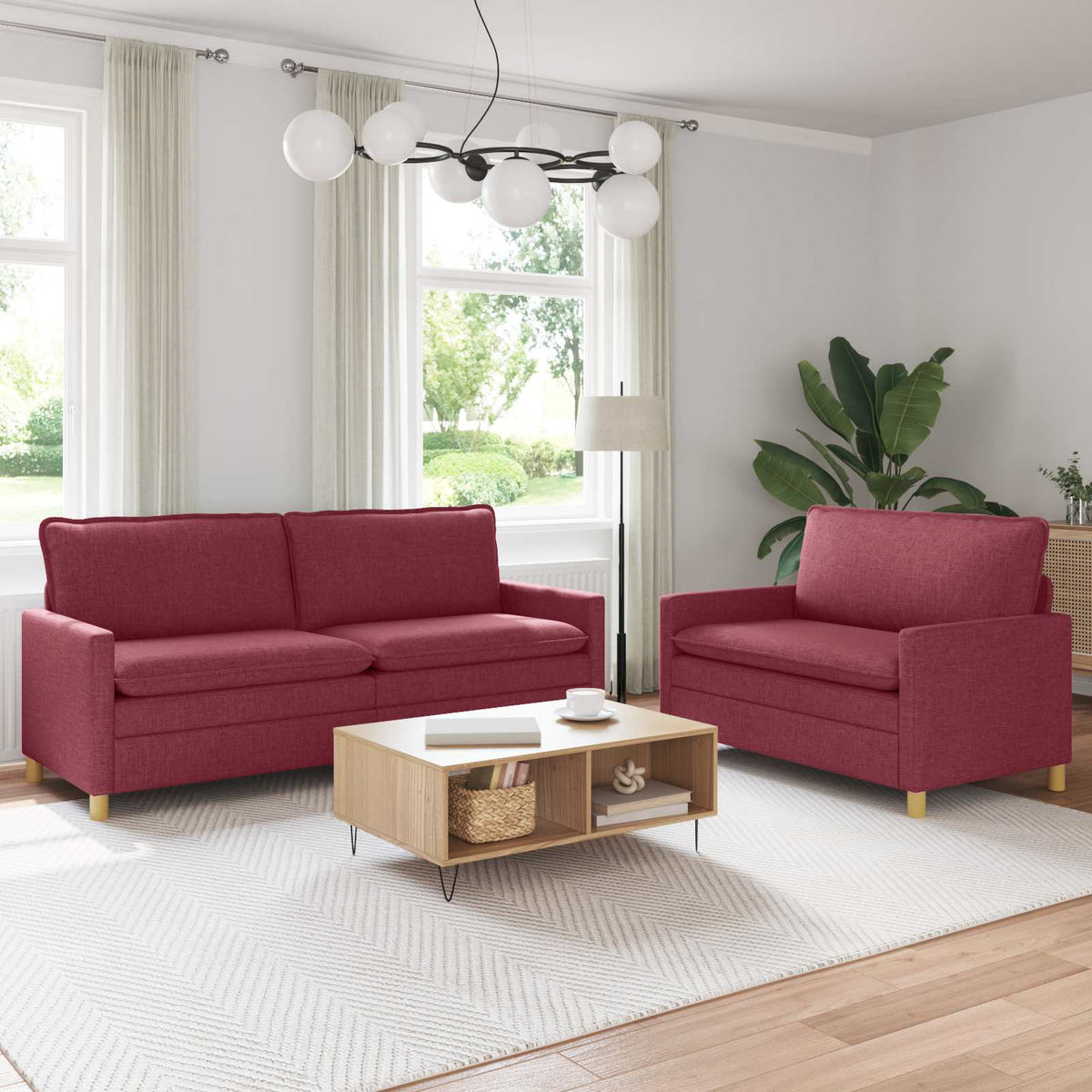 Bankstel 2 st Wijnrood Stof is nu te koop bij PeponiXL, paradijselijk wonen!