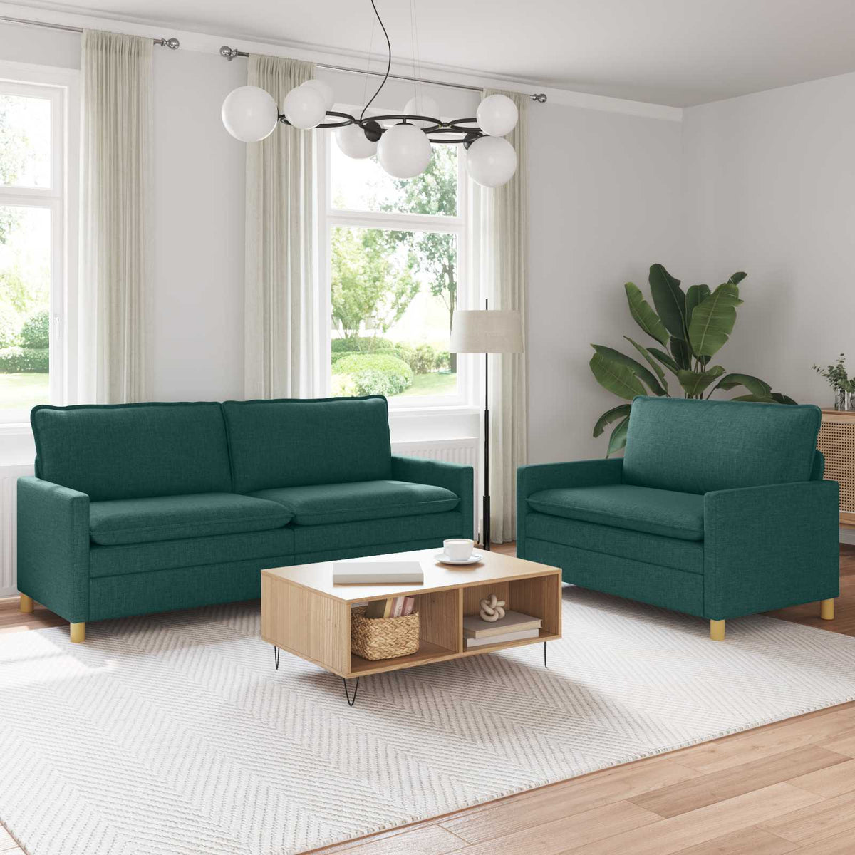 Bankstel 2 st Donkergroen Stof is nu te koop bij PeponiXL, paradijselijk wonen!