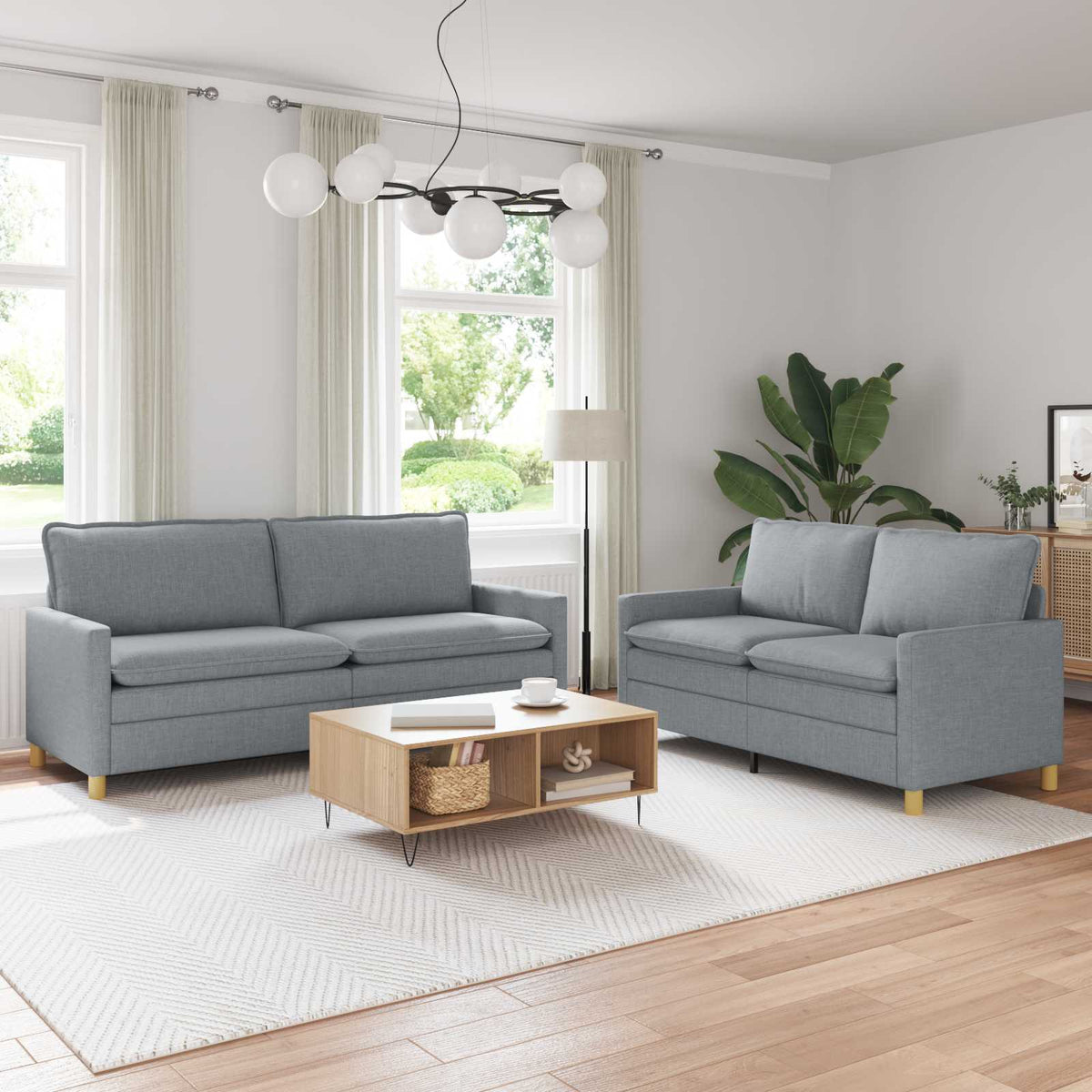Bankstel 2 st Lichtgrijs Stof is nu te koop bij PeponiXL, paradijselijk wonen!