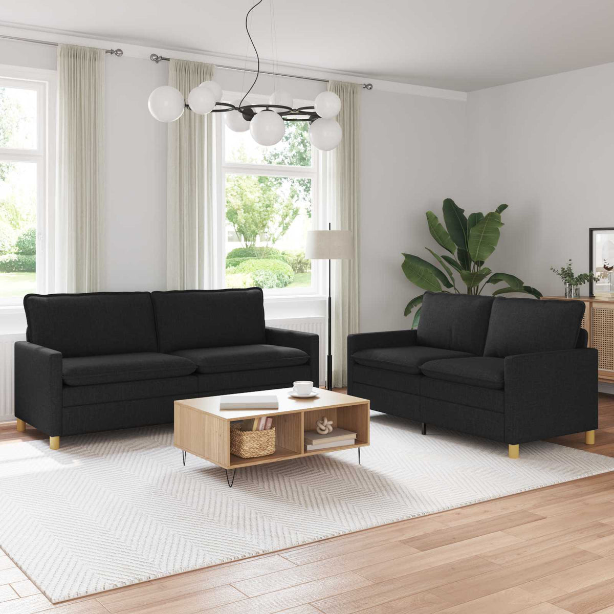 Bankstel 2 st Zwart Stof is nu te koop bij PeponiXL, paradijselijk wonen!