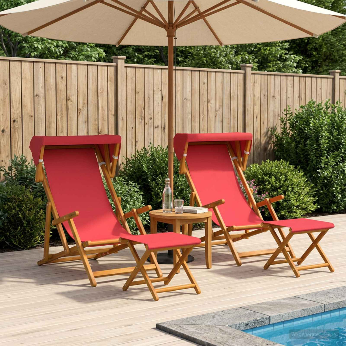 Ligstoel 4 pcs 3 Positie massief eucalyptushout Rood is nu te koop bij PeponiXL, paradijselijk wonen!