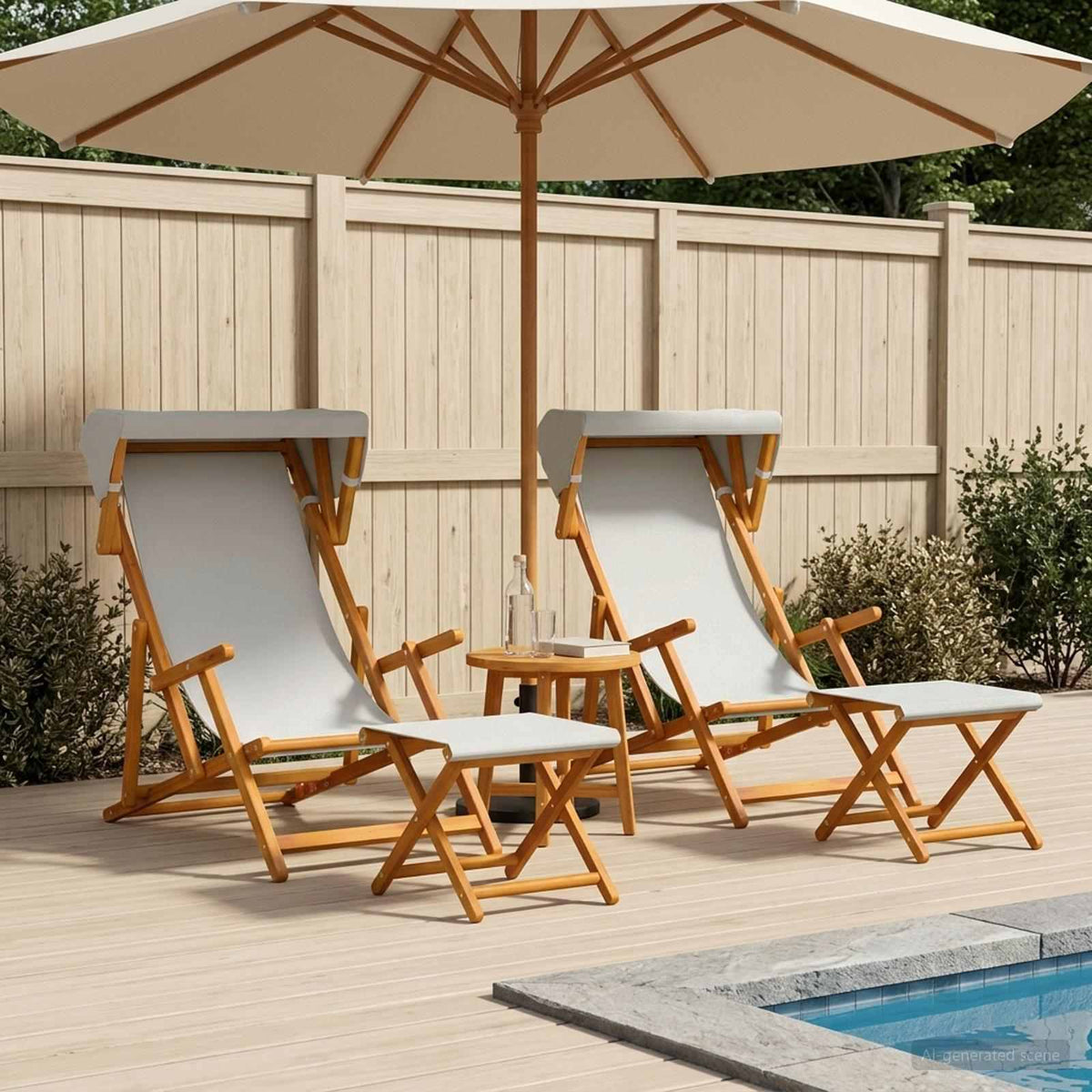 Ligstoel 4 pcs 3 Positie massief eucalyptushout Crèmekleurig is nu te koop bij PeponiXL, paradijselijk wonen!