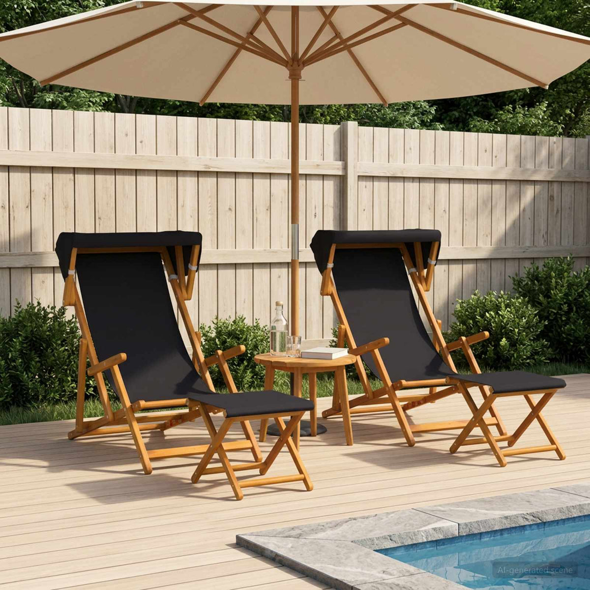 Ligstoel 4 pcs 3 Positie massief eucalyptushout Zwart is nu te koop bij PeponiXL, paradijselijk wonen!