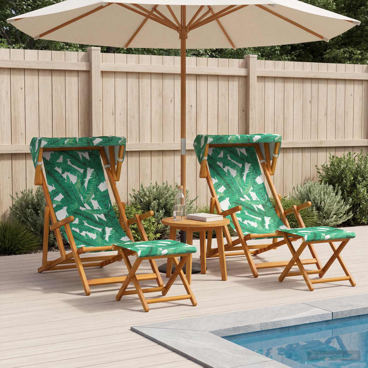 Ligstoel 4 pcs 3 Positie massief eucalyptushout Bladpatroon is nu te koop bij PeponiXL, paradijselijk wonen!