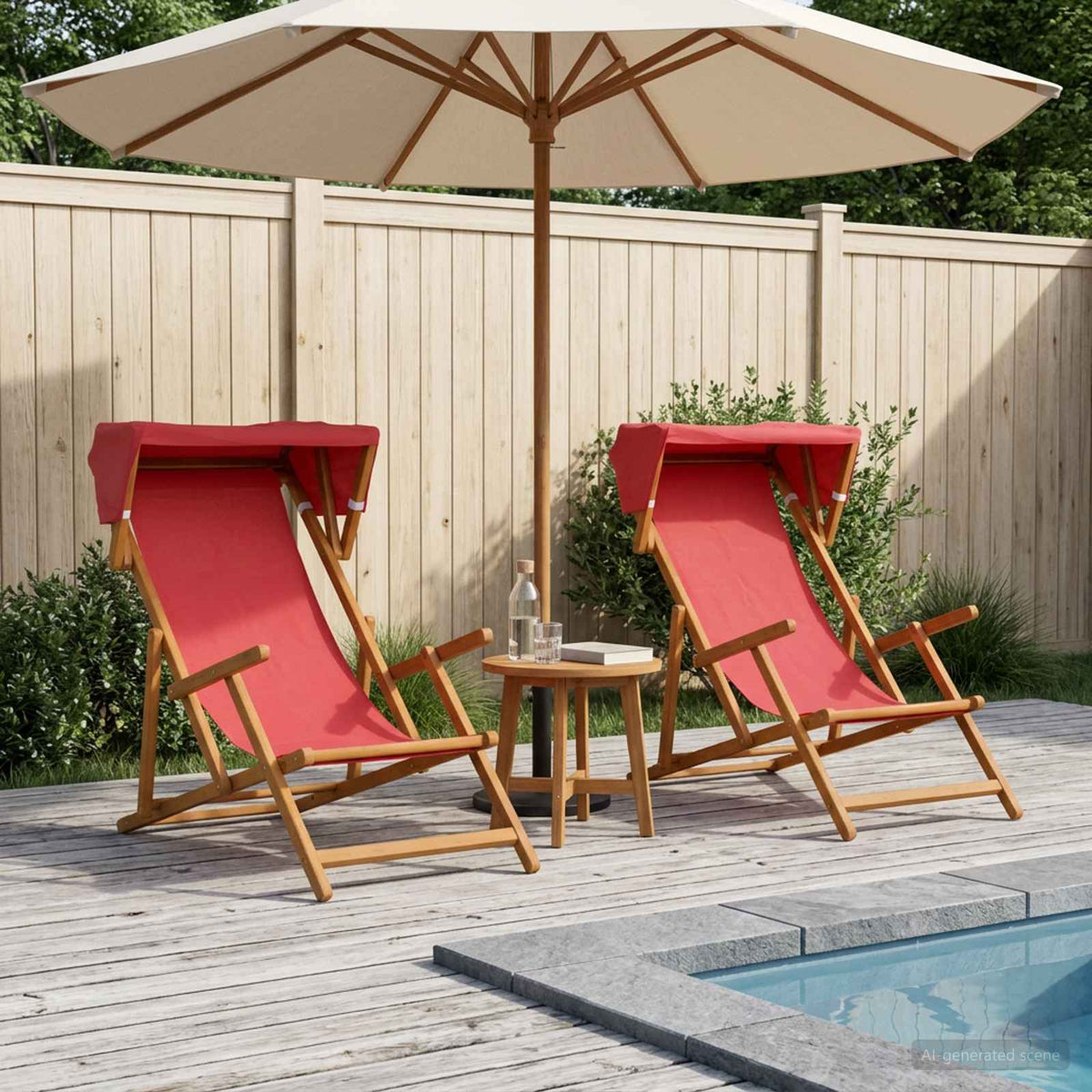 Ligstoel 2 pcs 3 Positie massief eucalyptushout Rood is nu te koop bij PeponiXL, paradijselijk wonen!