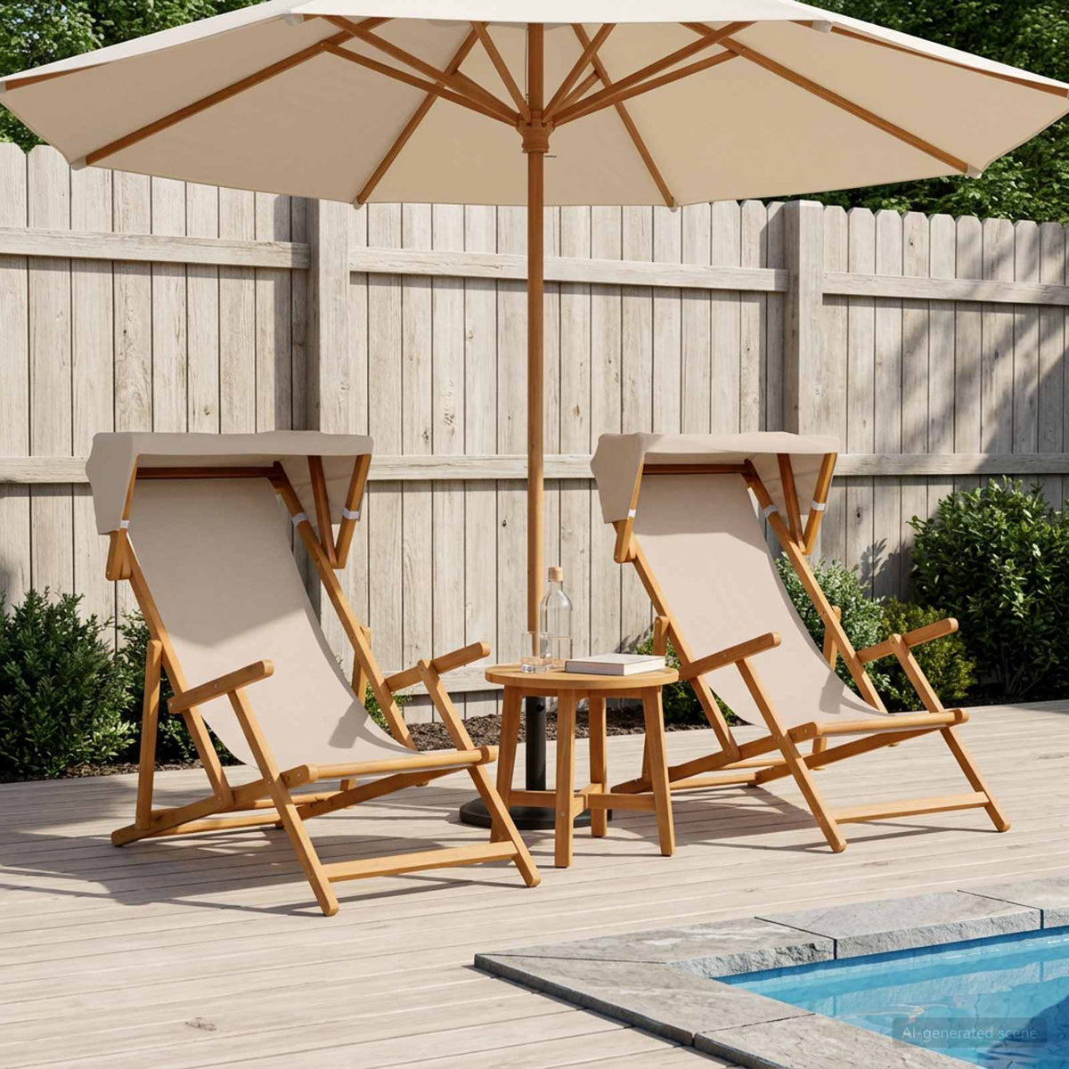 Ligstoel 2 pcs 3 Positie massief eucalyptushout Beige is nu te koop bij PeponiXL, paradijselijk wonen!