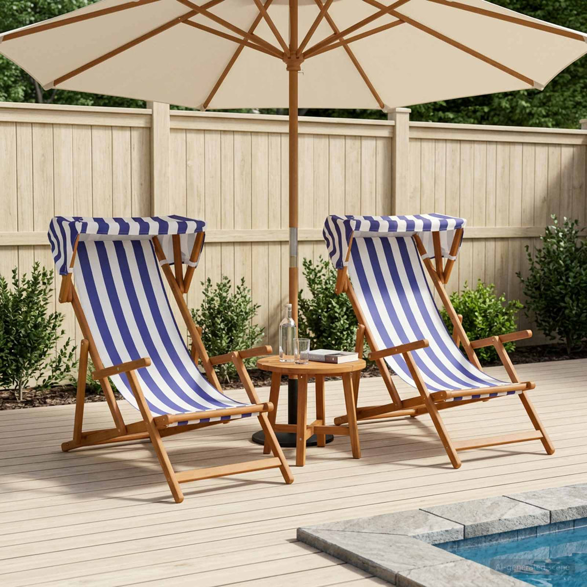 Ligstoel 2 pcs 3 Positie massief eucalyptushout Blauw en Wit is nu te koop bij PeponiXL, paradijselijk wonen!