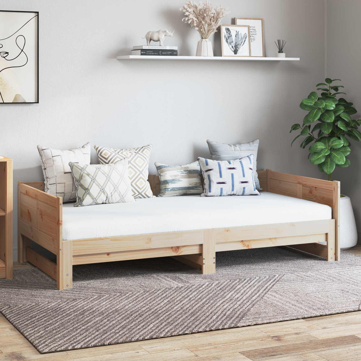 Uittrekbare Dagbed Naturel 180 x 200 cm Massief grenenhout is nu te koop bij PeponiXL, paradijselijk wonen!