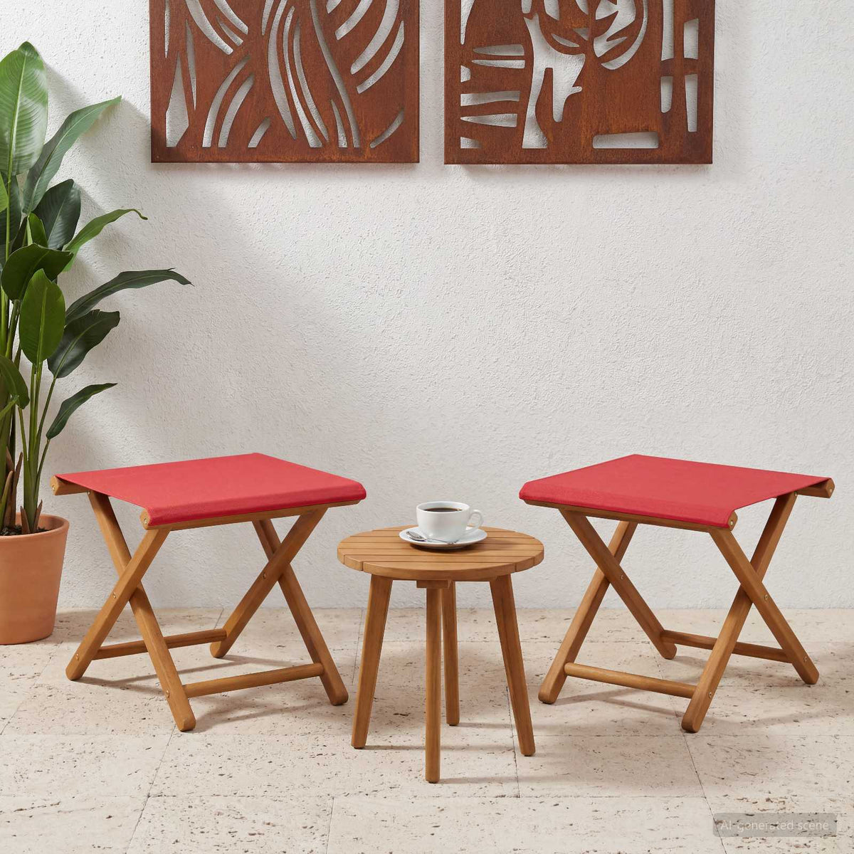 Ligstoel 2 pcs massief eucalyptushout Rood is nu te koop bij PeponiXL, paradijselijk wonen!