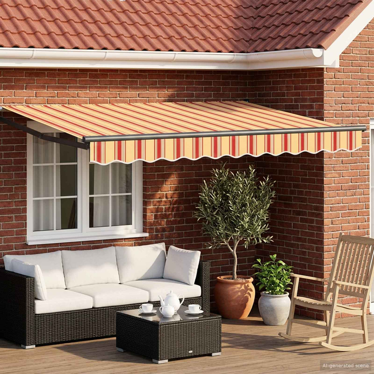Markies Geel, Oranje en Wit 3,5 x 2 m Polyester en Metaal is nu te koop bij PeponiXL, paradijselijk wonen!