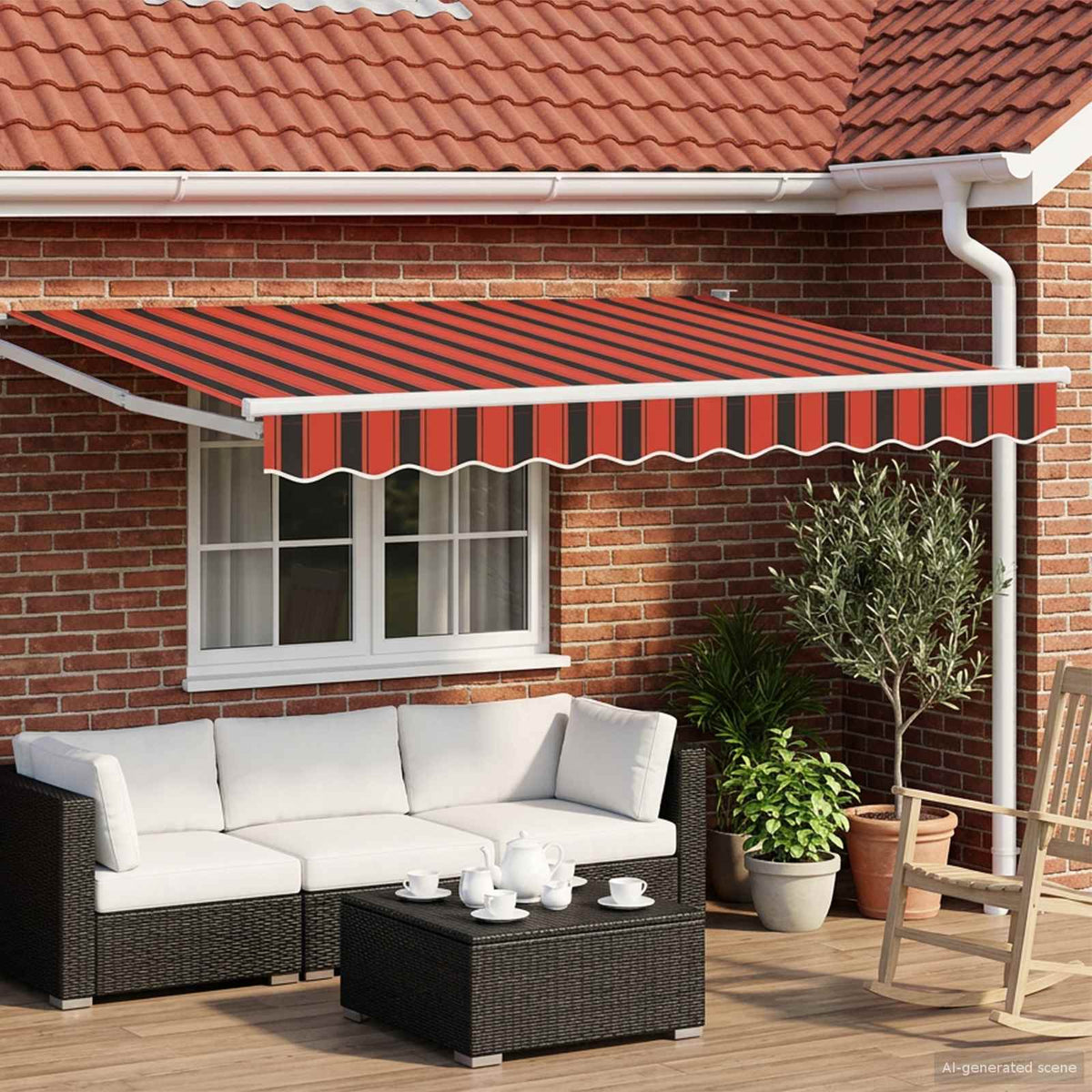 Elektrisch Uittrekbaar Zonnescherm Oranje en Bruin 3,5 x 2,5 m is nu te koop bij PeponiXL, paradijselijk wonen!