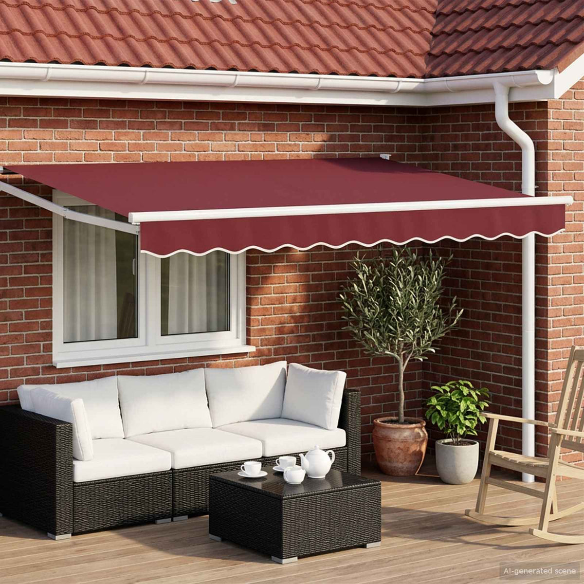 Elektrisch Uittrekbaar Zonnescherm Bordeaux Rood 3,5 x 2,5 m is nu te koop bij PeponiXL, paradijselijk wonen!
