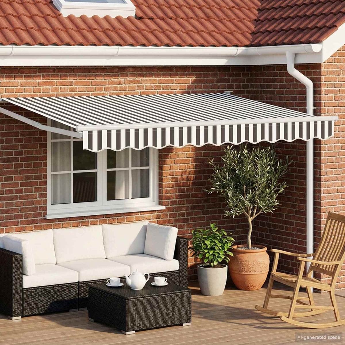 Elektrisch Uittrekbaar Zonnescherm Antraciet en Wit 3,5 x 2,5 m is nu te koop bij PeponiXL, paradijselijk wonen!