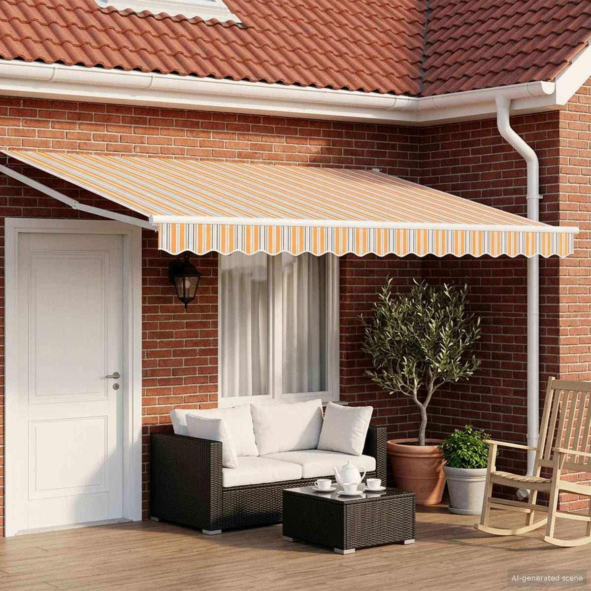 Elektrisch Uittrekbaar Zonnescherm Grijs, Oranje, Wit 5 x 3 m is nu te koop bij PeponiXL, paradijselijk wonen!
