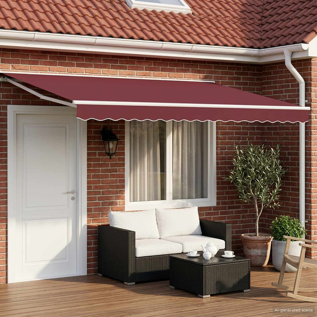 Handmatig uitschuifbare luifel Bordeauxrood 4 × 3 m is nu te koop bij PeponiXL, paradijselijk wonen!