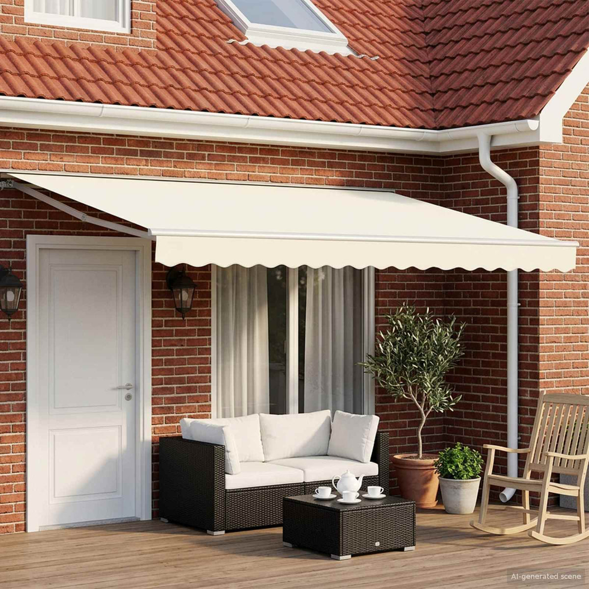 Handmatig uitschuifbare luifel Crèmekleurig 4,5 × 3 m is nu te koop bij PeponiXL, paradijselijk wonen!