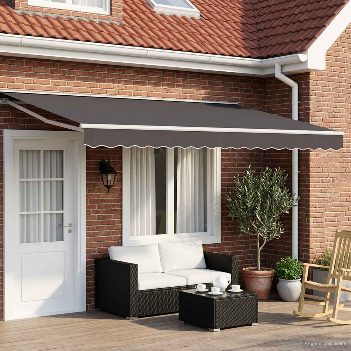 Handmatig uitschuifbare luifel Antracietkleurig 5 x 3 m is nu te koop bij PeponiXL, paradijselijk wonen!