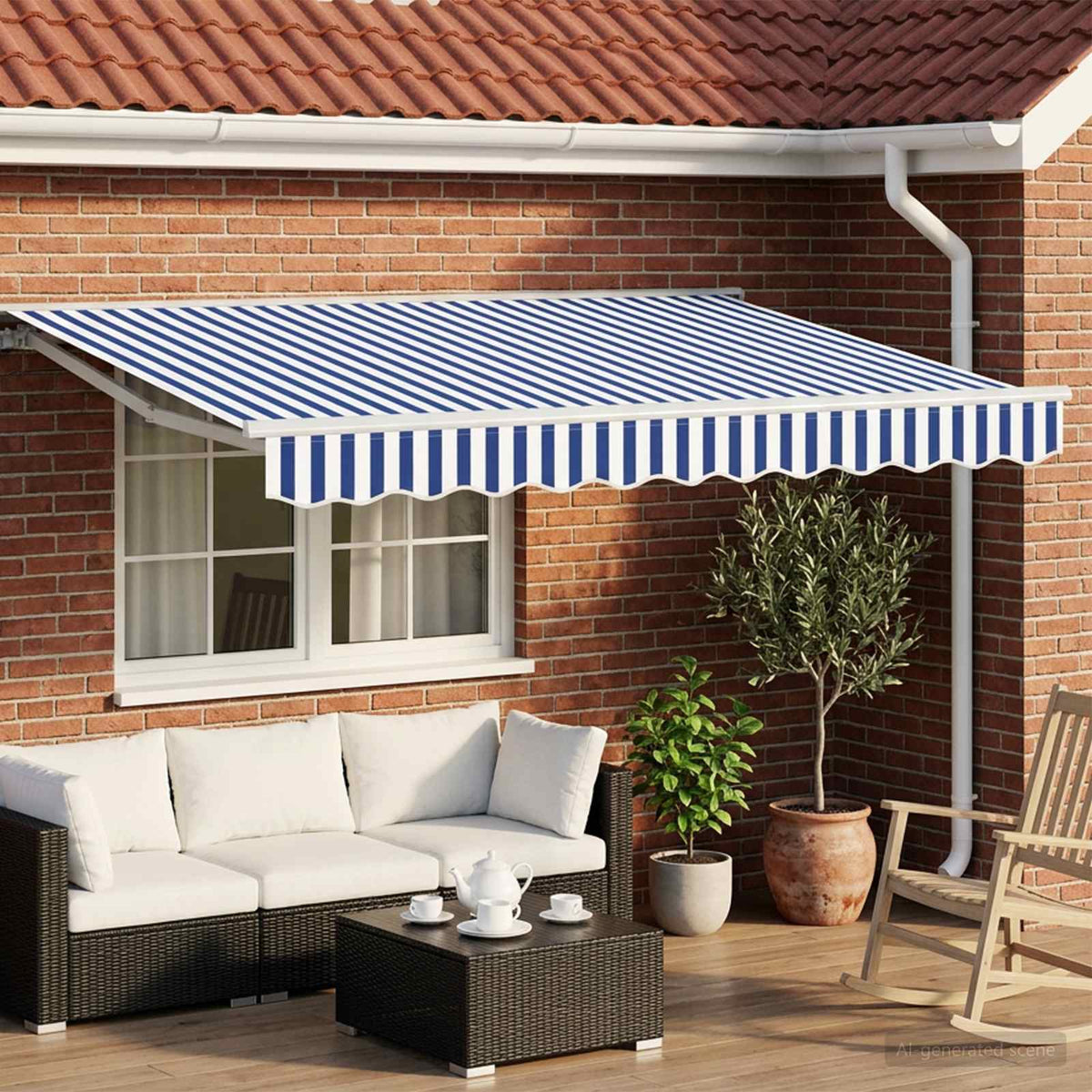 Handmatige Luifelhouder met LED's Blauw en Wit 2,5 x 2 m is nu te koop bij PeponiXL, paradijselijk wonen!